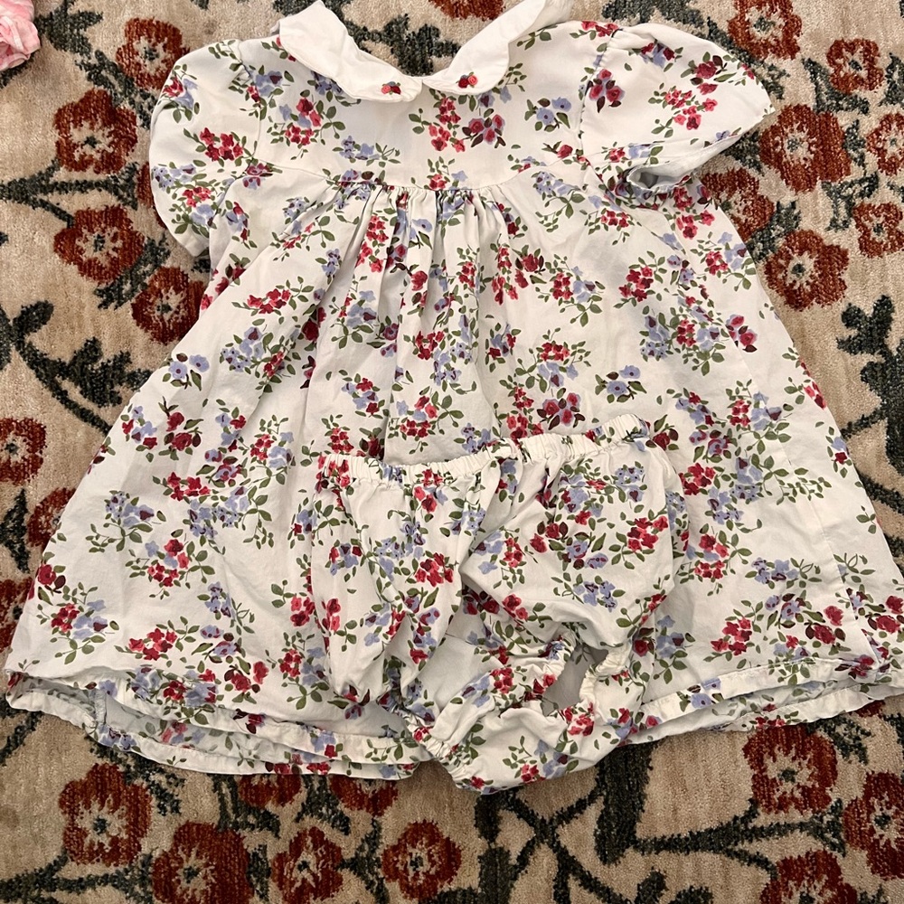 Edgehill Collection Floral Kids Dress - Red and Purple